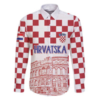 Croatia Football 2025 Custom Family Matching Puletasi and Hawaiian Shirt White Hrvatska Kockasti - Pula Arena