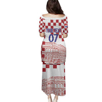 Croatia Football 2025 Custom Family Matching Puletasi and Hawaiian Shirt White Hrvatska Kockasti - Pula Arena