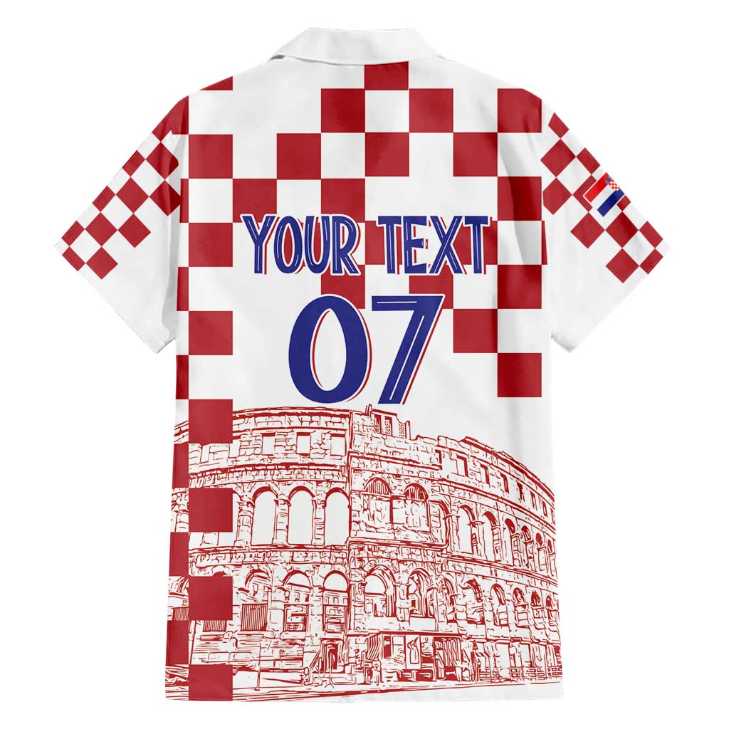 Croatia Football 2025 Custom Hawaiian Shirt White Hrvatska Kockasti - Pula Arena