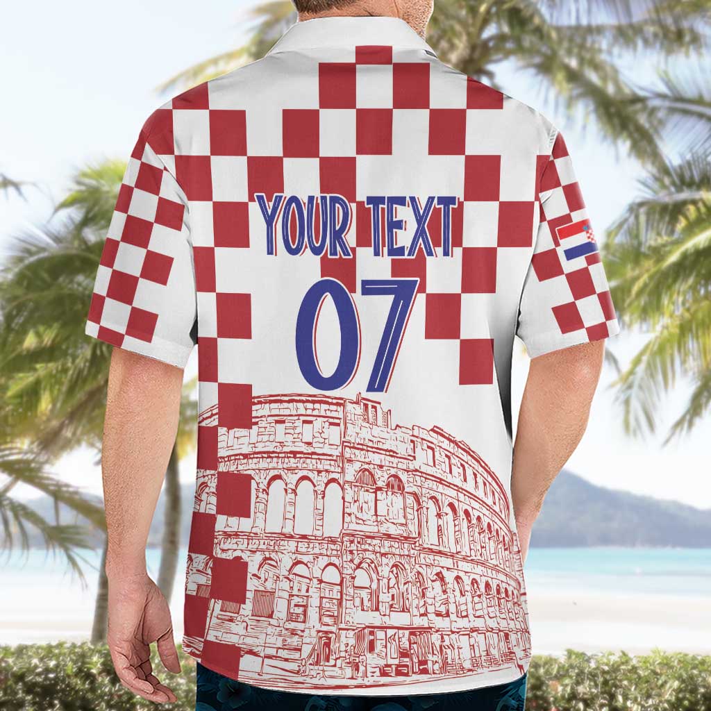 Croatia Football 2025 Custom Hawaiian Shirt White Hrvatska Kockasti - Pula Arena