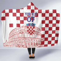 Croatia Football 2025 Custom Hooded Blanket White Hrvatska Kockasti - Pula Arena