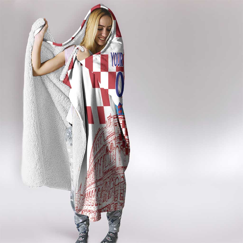 Croatia Football 2025 Custom Hooded Blanket White Hrvatska Kockasti - Pula Arena