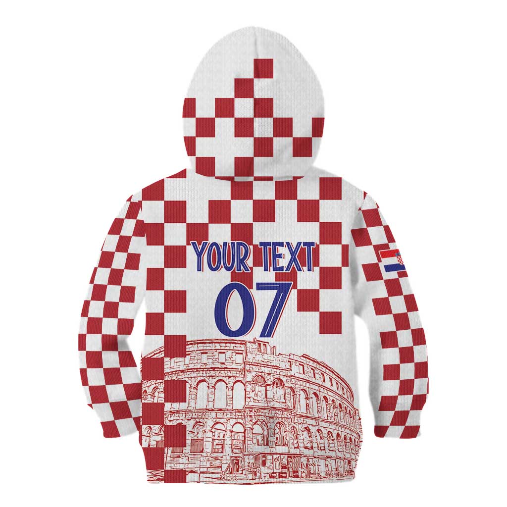 Croatia Football 2025 Custom Kid Hoodie White Hrvatska Kockasti - Pula Arena