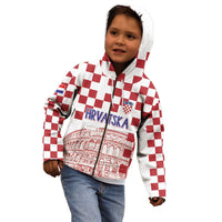 Croatia Football 2025 Custom Kid Hoodie White Hrvatska Kockasti - Pula Arena