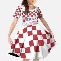 Croatia Football 2025 Custom Kid Short Sleeve Dress White Hrvatska Kockasti - Pula Arena