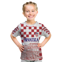 Croatia Football 2025 Custom Kid T Shirt White Hrvatska Kockasti - Pula Arena