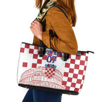 Croatia Football 2025 Custom Leather Tote Bag White Hrvatska Kockasti - Pula Arena