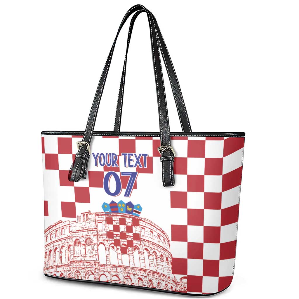 Croatia Football 2025 Custom Leather Tote Bag White Hrvatska Kockasti - Pula Arena
