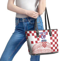 Croatia Football 2025 Custom Leather Tote Bag White Hrvatska Kockasti - Pula Arena
