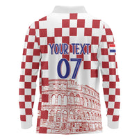 Croatia Football 2025 Custom Long Sleeve Polo Shirt White Hrvatska Kockasti - Pula Arena