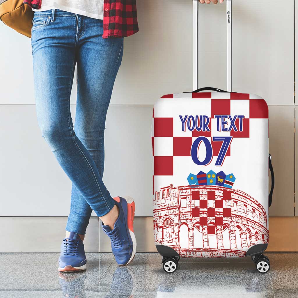 Croatia Football 2025 Custom Luggage Cover White Hrvatska Kockasti - Pula Arena