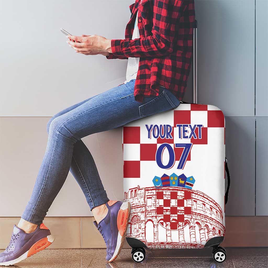 Croatia Football 2025 Custom Luggage Cover White Hrvatska Kockasti - Pula Arena