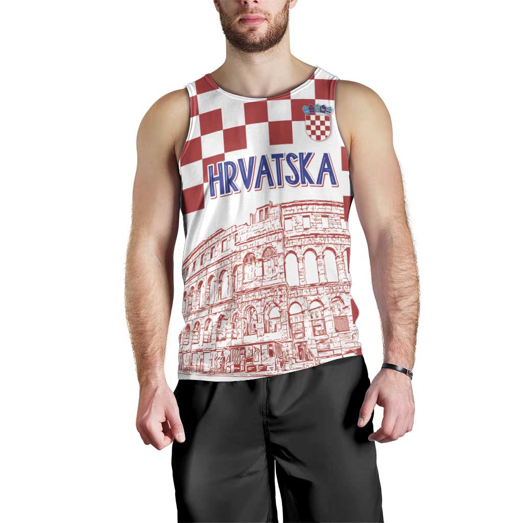 Croatia Football 2025 Custom Men Tank Top White Hrvatska Kockasti - Pula Arena
