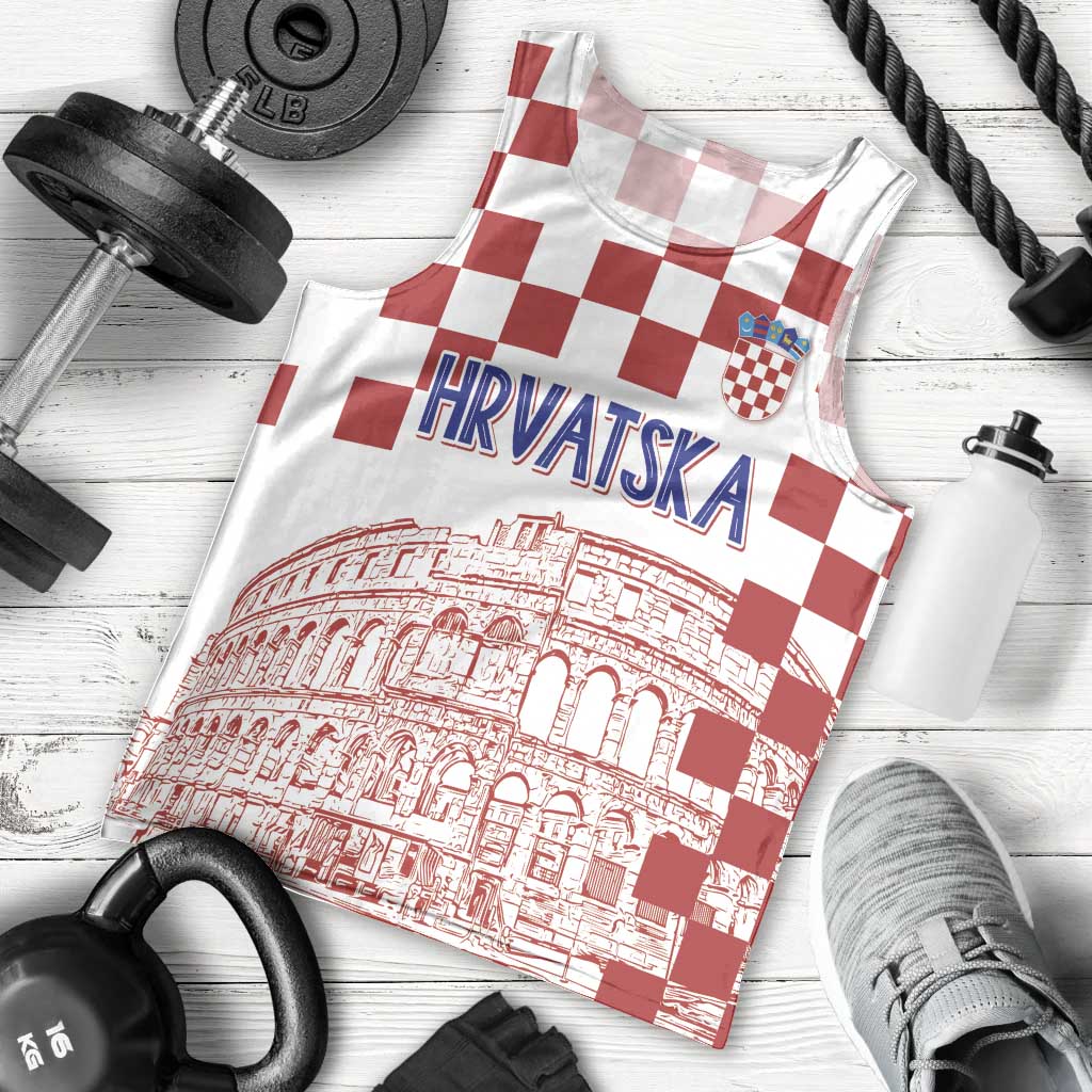 Croatia Football 2025 Custom Men Tank Top White Hrvatska Kockasti - Pula Arena