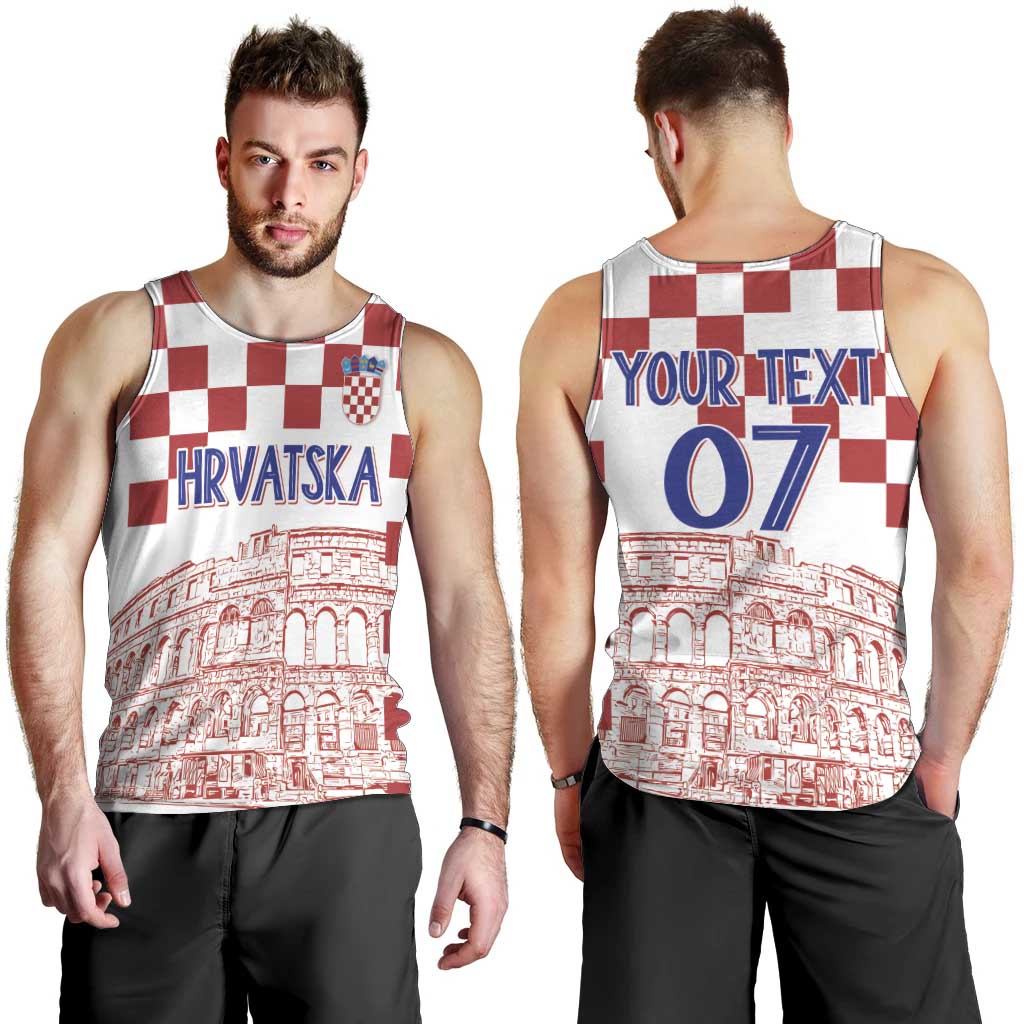 Croatia Football 2025 Custom Men Tank Top White Hrvatska Kockasti - Pula Arena