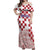 Croatia Football 2025 Custom Off Shoulder Maxi Dress White Hrvatska Kockasti - Pula Arena