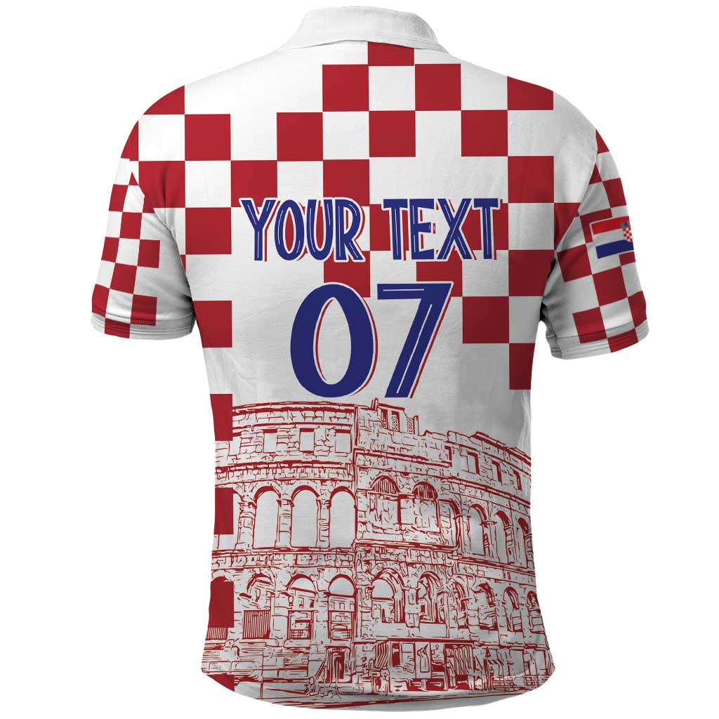 Croatia Football 2025 Custom Polo Shirt White Hrvatska Kockasti - Pula Arena