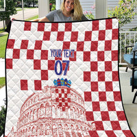 Croatia Football 2025 Custom Quilt White Hrvatska Kockasti - Pula Arena