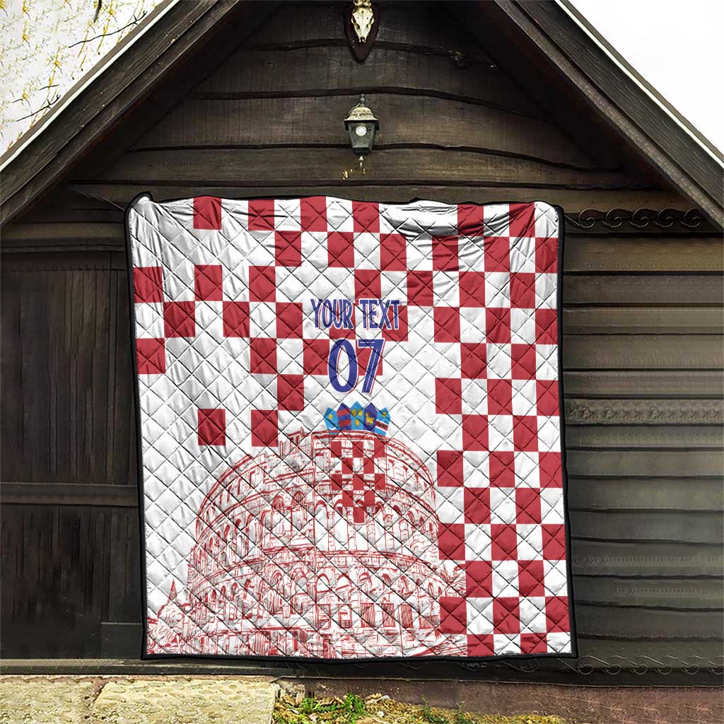 Croatia Football 2025 Custom Quilt White Hrvatska Kockasti - Pula Arena