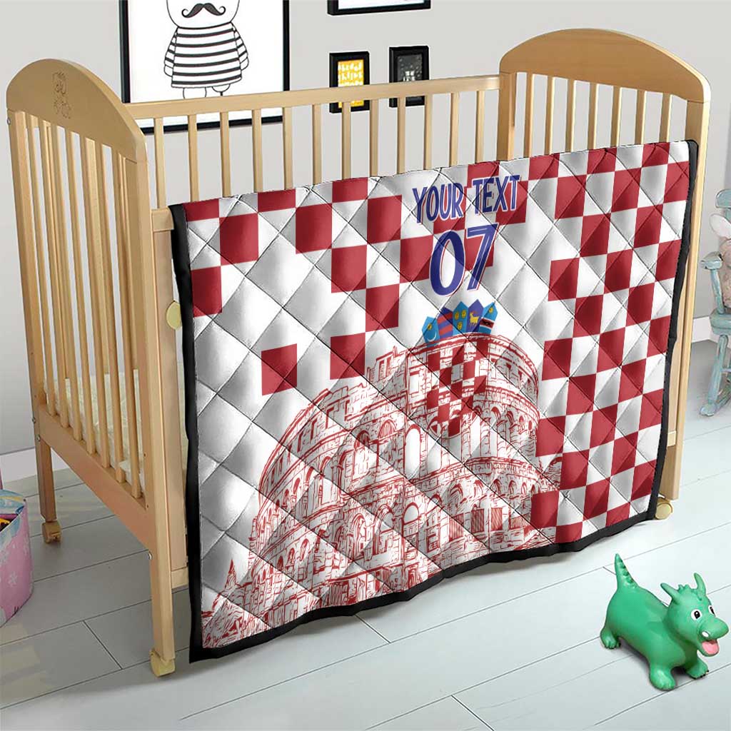 Croatia Football 2025 Custom Quilt White Hrvatska Kockasti - Pula Arena