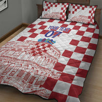 Croatia Football 2025 Custom Quilt Bed Set White Hrvatska Kockasti - Pula Arena