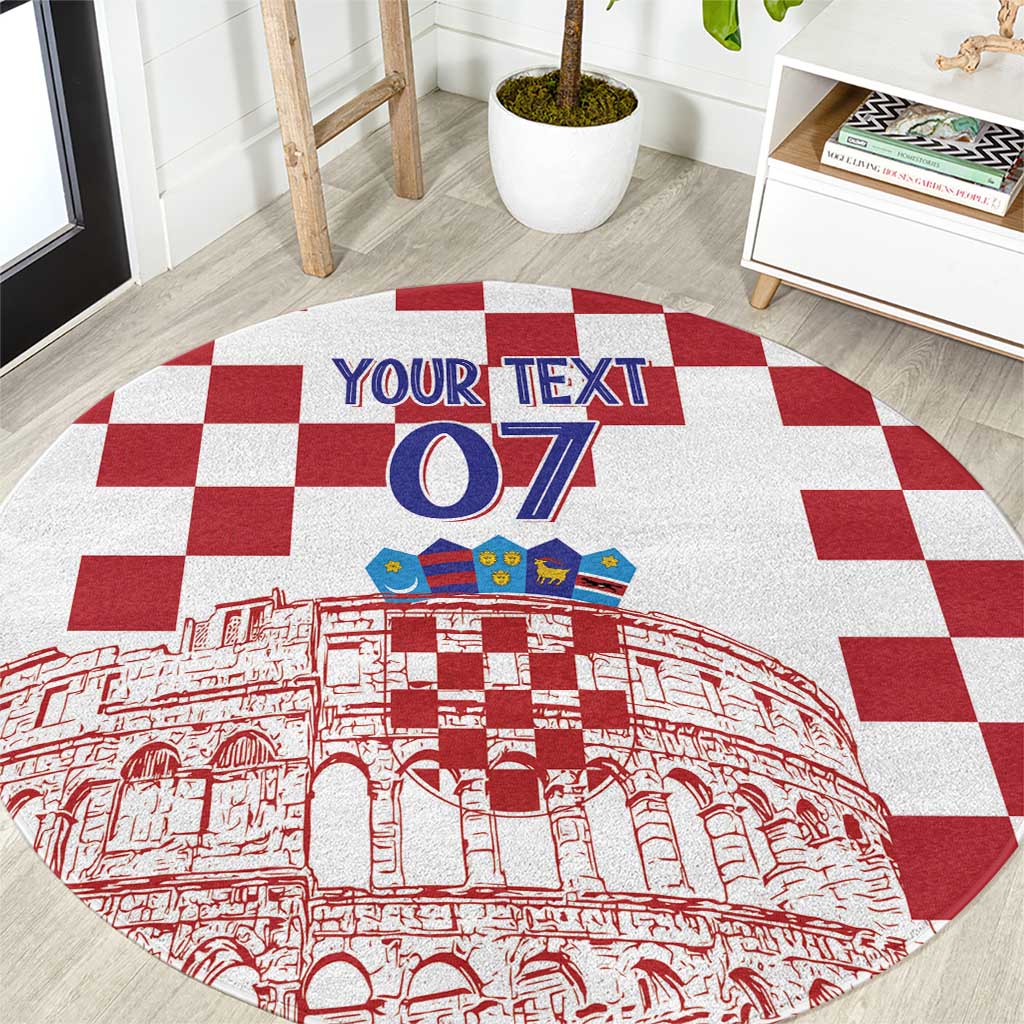 Croatia Football 2025 Custom Round Carpet White Hrvatska Kockasti - Pula Arena