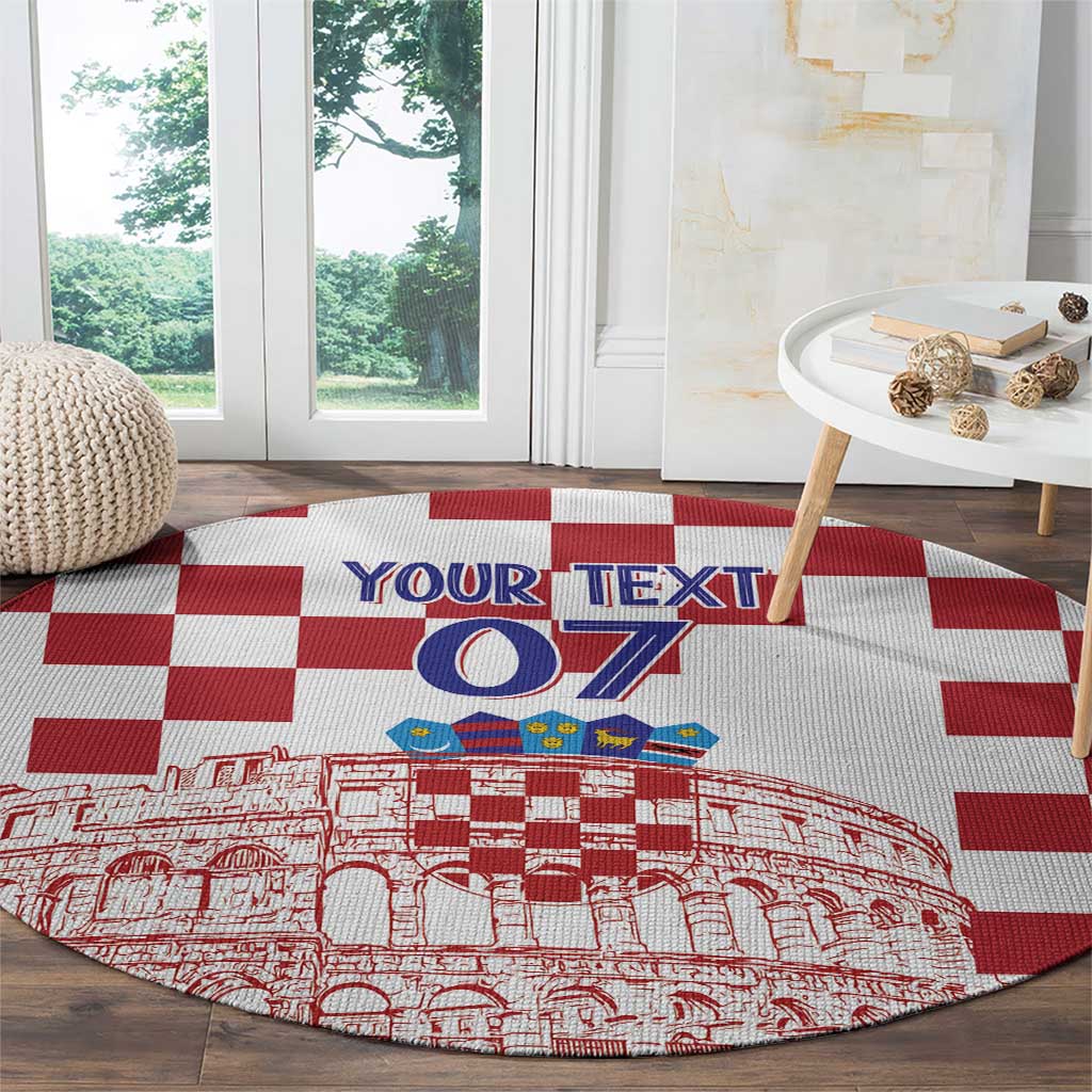 Croatia Football 2025 Custom Round Carpet White Hrvatska Kockasti - Pula Arena