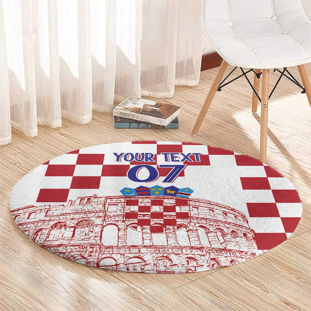 Croatia Football 2025 Custom Round Carpet White Hrvatska Kockasti - Pula Arena