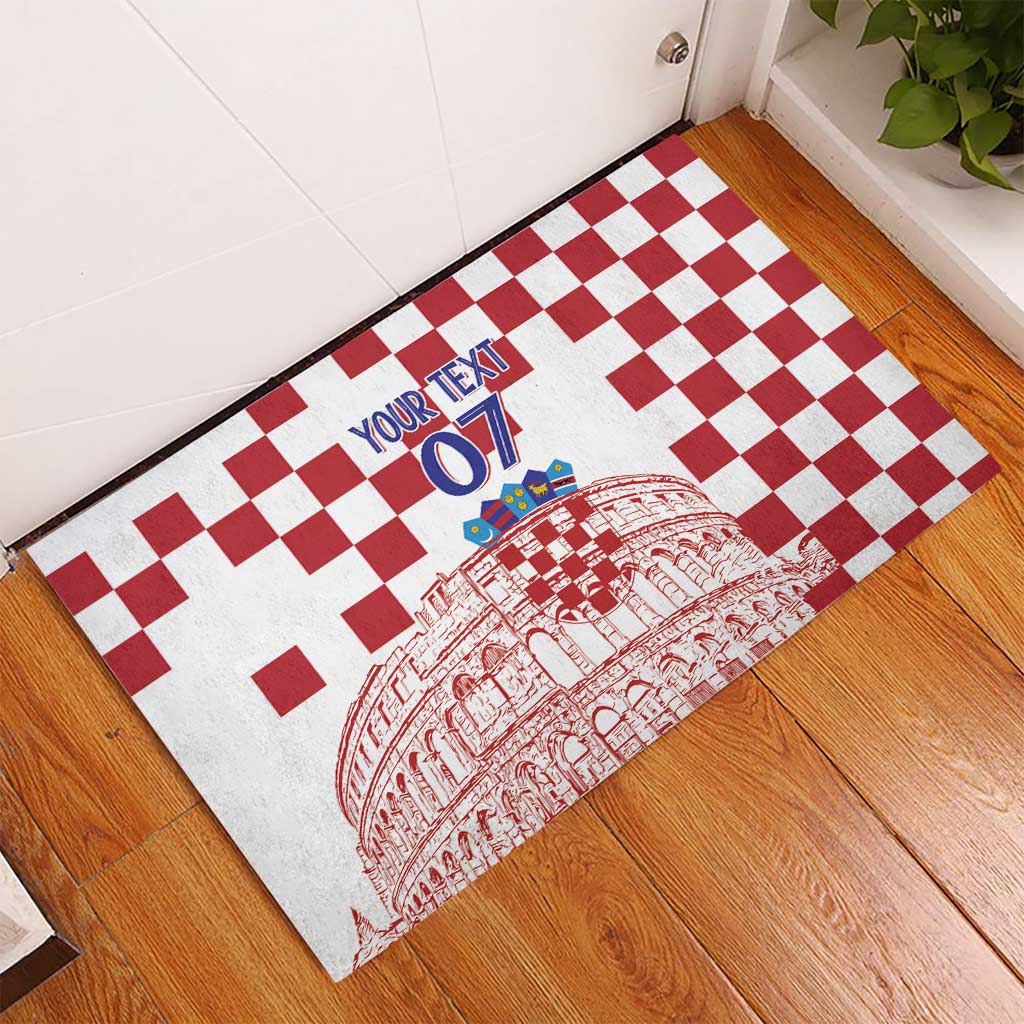 Croatia Football 2025 Custom Rubber Doormat White Hrvatska Kockasti - Pula Arena