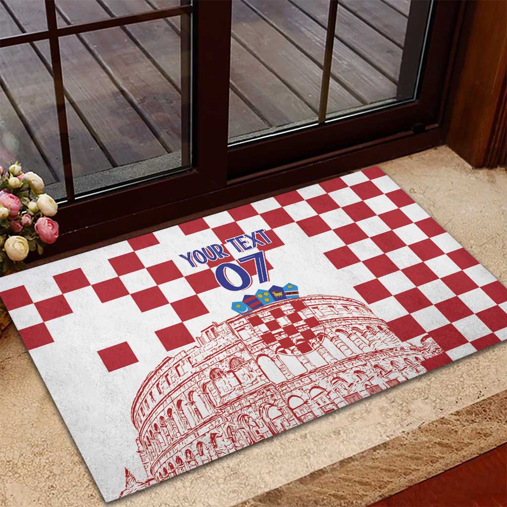 Croatia Football 2025 Custom Rubber Doormat White Hrvatska Kockasti - Pula Arena