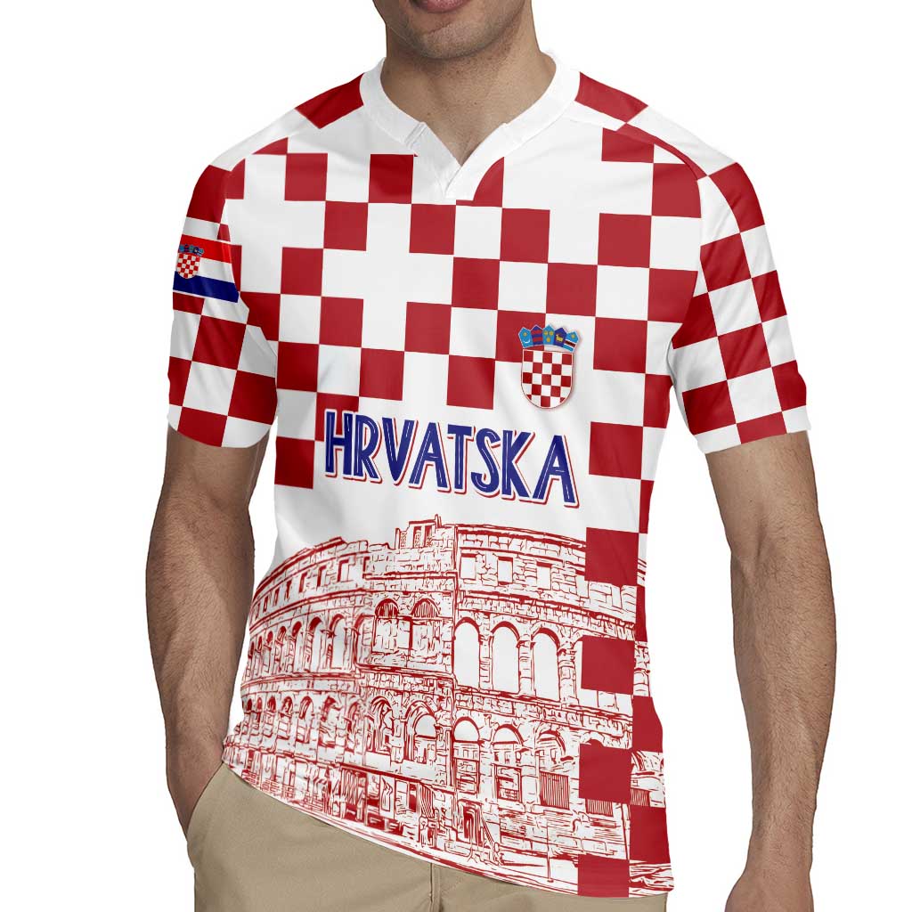Croatia Football 2025 Custom Rugby Jersey White Hrvatska Kockasti - Pula Arena