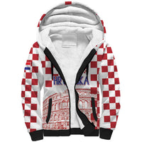 Croatia Football 2025 Custom Sherpa Hoodie White Hrvatska Kockasti - Pula Arena