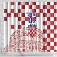 Croatia Football 2025 Custom Shower Curtain White Hrvatska Kockasti - Pula Arena