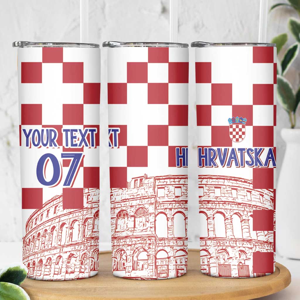Croatia Football 2025 Custom Skinny Tumbler White Hrvatska Kockasti - Pula Arena