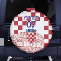Croatia Football 2025 Custom Spare Tire Cover White Hrvatska Kockasti - Pula Arena