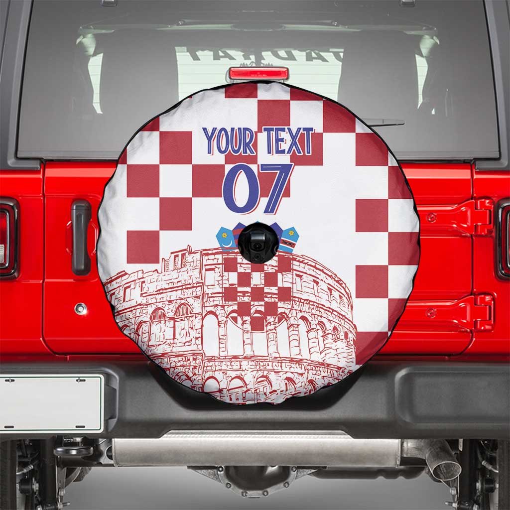 Croatia Football 2025 Custom Spare Tire Cover White Hrvatska Kockasti - Pula Arena
