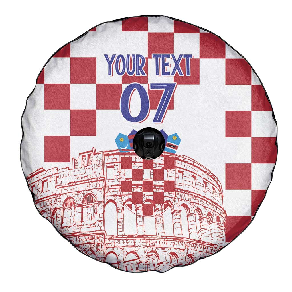 Croatia Football 2025 Custom Spare Tire Cover White Hrvatska Kockasti - Pula Arena