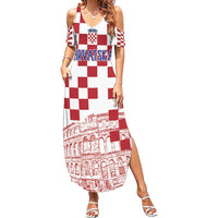 Croatia Football 2025 Custom Summer Maxi Dress White Hrvatska Kockasti - Pula Arena