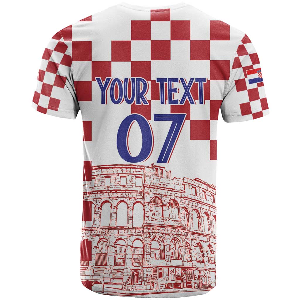 Croatia Football 2025 Custom T Shirt White Hrvatska Kockasti - Pula Arena