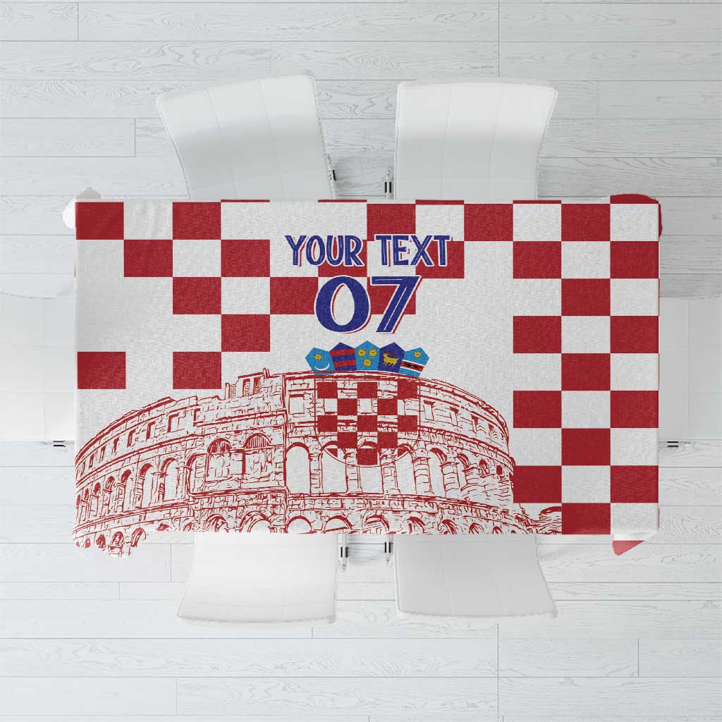 Croatia Football 2025 Custom Tablecloth White Hrvatska Kockasti - Pula Arena