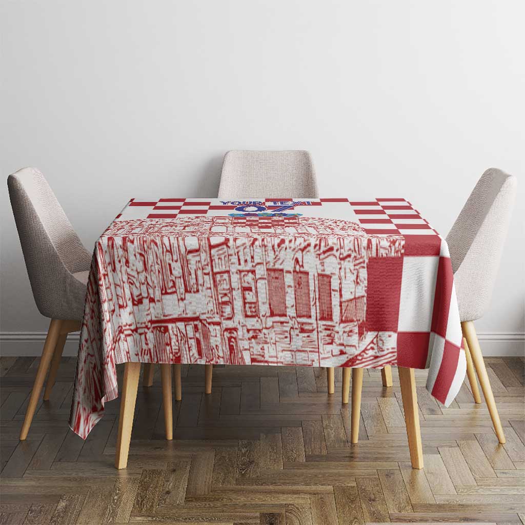 Croatia Football 2025 Custom Tablecloth White Hrvatska Kockasti - Pula Arena