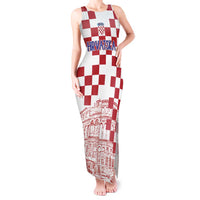 Croatia Football 2025 Custom Tank Maxi Dress White Hrvatska Kockasti - Pula Arena