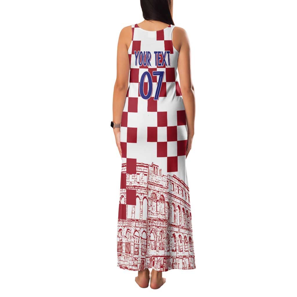 Croatia Football 2025 Custom Tank Maxi Dress White Hrvatska Kockasti - Pula Arena