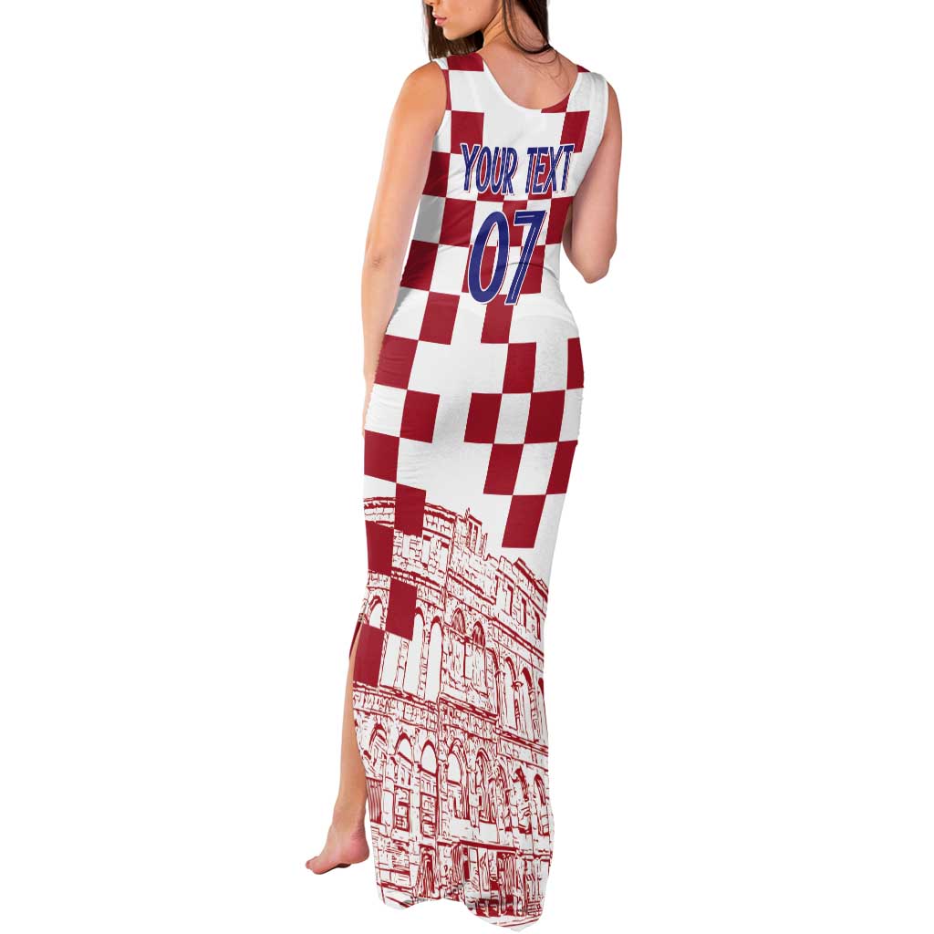 Croatia Football 2025 Custom Tank Maxi Dress White Hrvatska Kockasti - Pula Arena