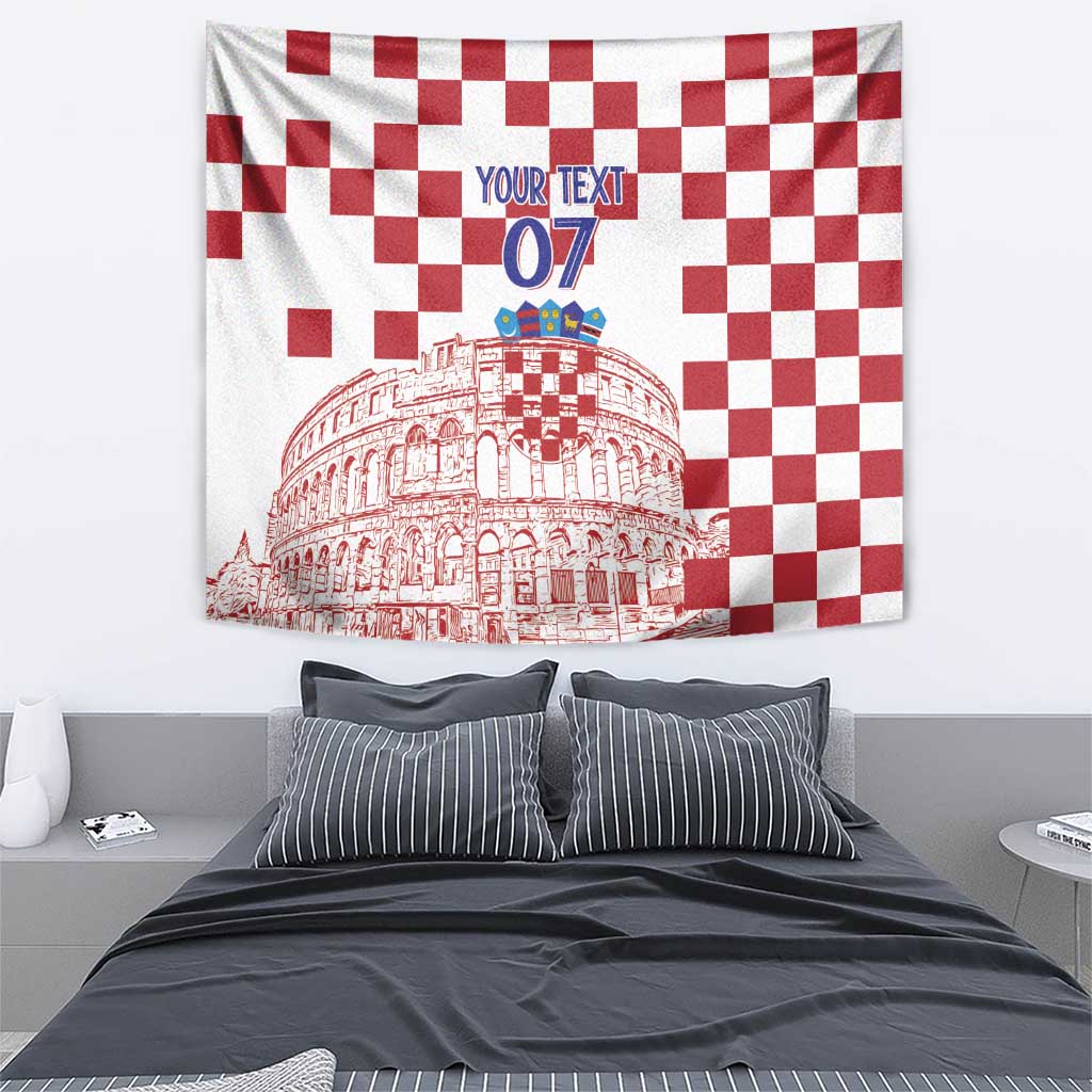 Croatia Football 2025 Custom Tapestry White Hrvatska Kockasti - Pula Arena