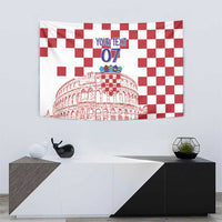 Croatia Football 2025 Custom Tapestry White Hrvatska Kockasti - Pula Arena