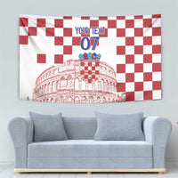 Croatia Football 2025 Custom Tapestry White Hrvatska Kockasti - Pula Arena