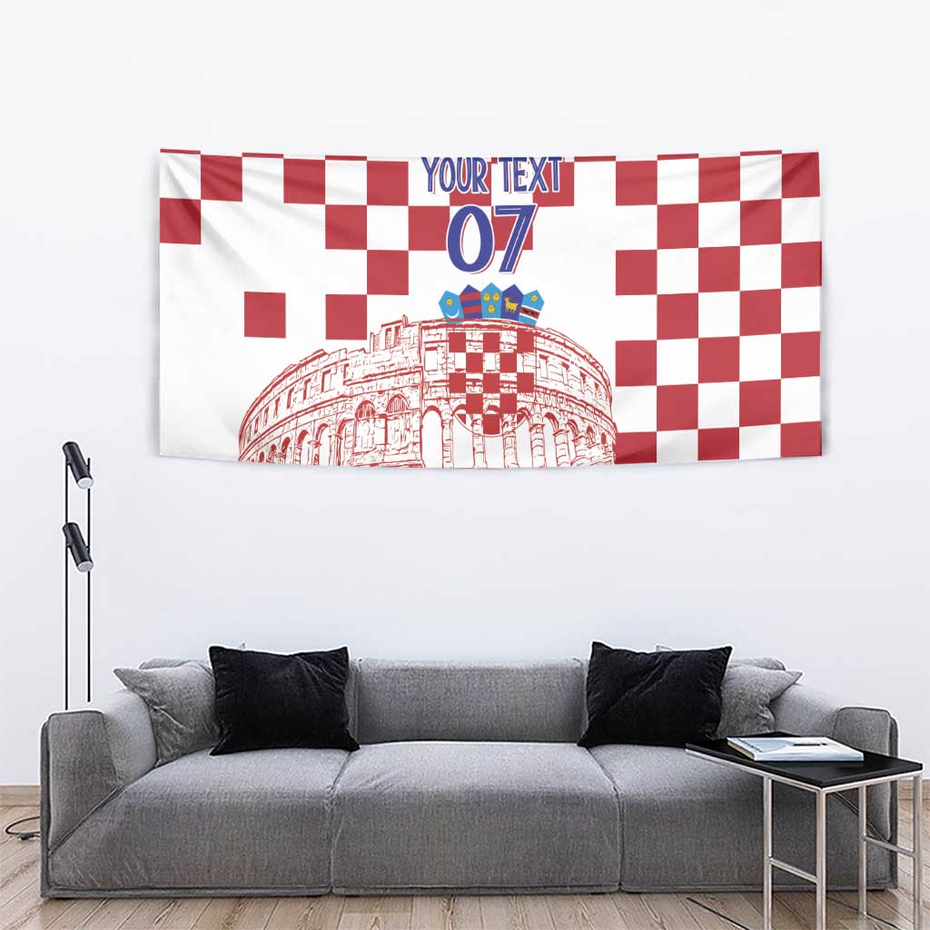 Croatia Football 2025 Custom Tapestry White Hrvatska Kockasti - Pula Arena