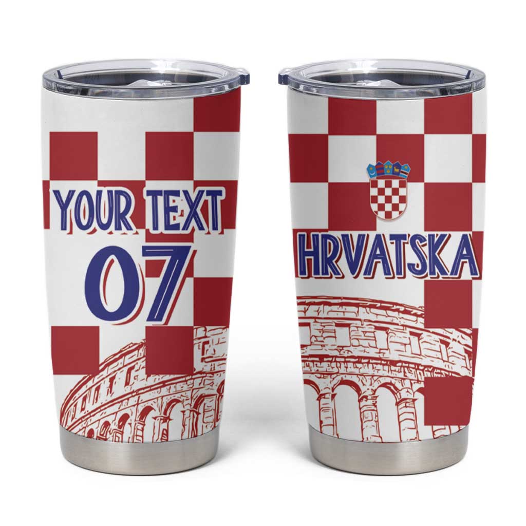 Croatia Football 2025 Custom Tumbler Cup White Hrvatska Kockasti - Pula Arena