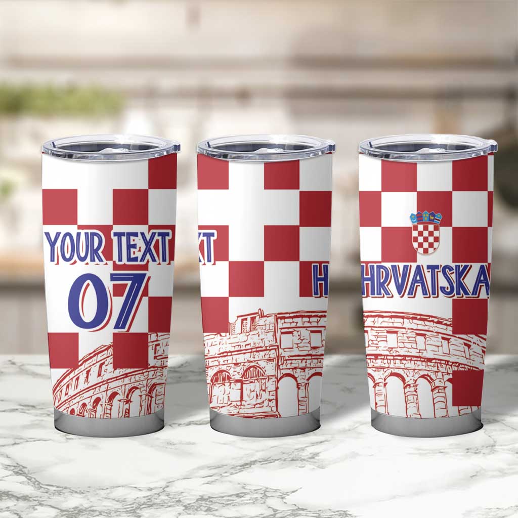 Croatia Football 2025 Custom Tumbler Cup White Hrvatska Kockasti - Pula Arena